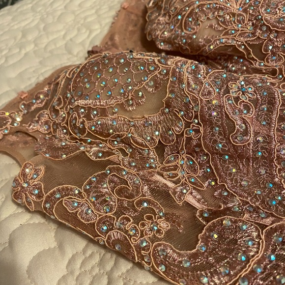 Pink Mermaid Style Rhinestone Prom Dress - Picture 7 of 10